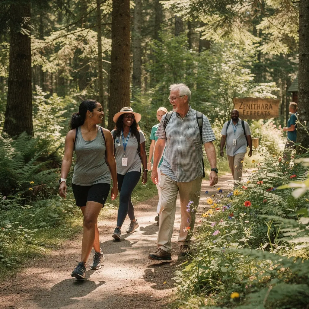 Een rustgevende lounge met comfortabele stoelen en uitzicht op een rustige tuin.